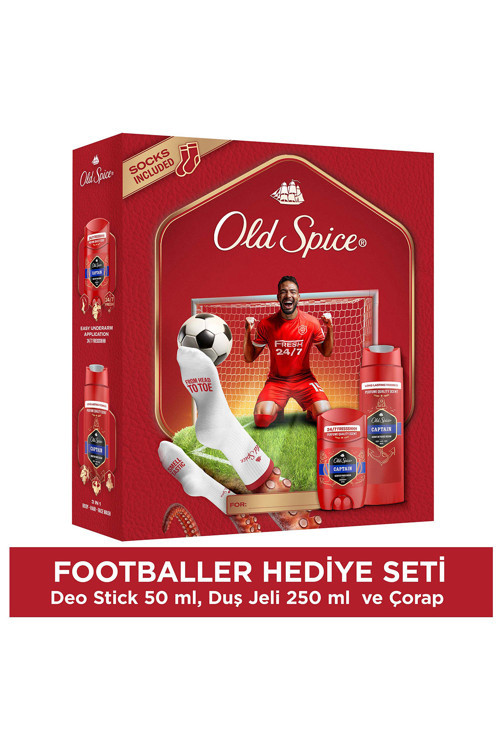 Footballer Giftset (Captain Deo Stick 50 ml, DuşJeli 250 ml ve Çorap)