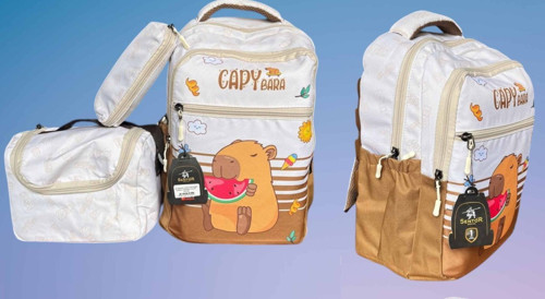 Capybara İlkokul Çantası + Beslenme Çantası + Kalemlik (3 Parça)