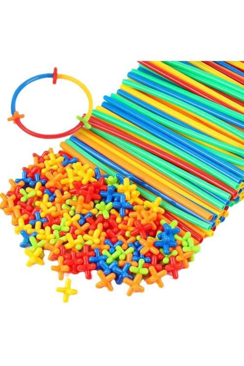 Bambu Çubukları Zeka Hayal Ve Gücü Eğitici Renkli 300 Parça Çocuk Beceri Gelişim Oyun