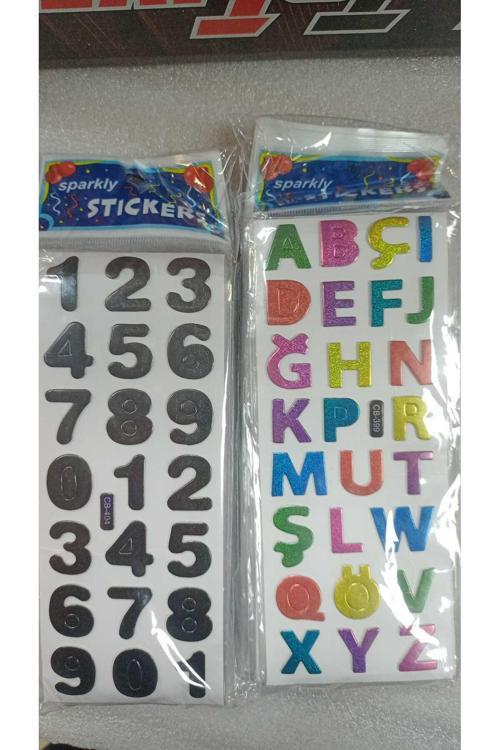 Sparkly Stıckers Harfler Rakamlartemalı Kabartma Stıcker 2 Kartela