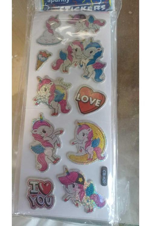Sparkly Stıckers Unikorn Temalı Kabartma Stıcker 1 Kartela
