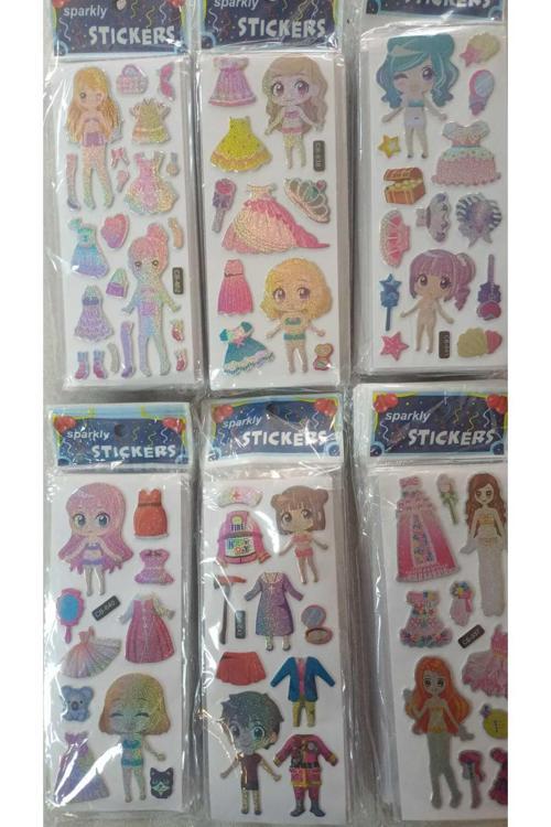 Sparkly Stıckers Kız Giydirme Temalı Kabartma Stıcker 6 Kartela