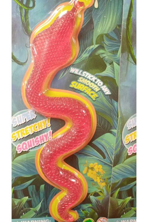 Yılan Yumuşak Esneyen Uzayabilen Yılan Büyük Boy Stretchy Snake Kırmız 19 Cm