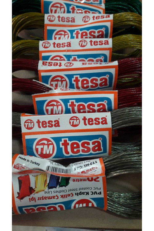 Tesa Pvc Kaplı Çelik Çamaşır İpi 10 Metre 8 Adet