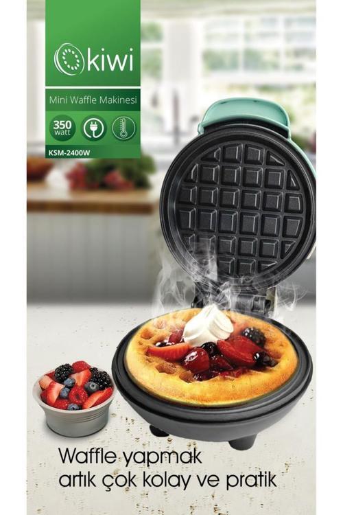 MİNİ Ksm-2400W Yapışmaz Plakalı Waffle Makinesi Mavi