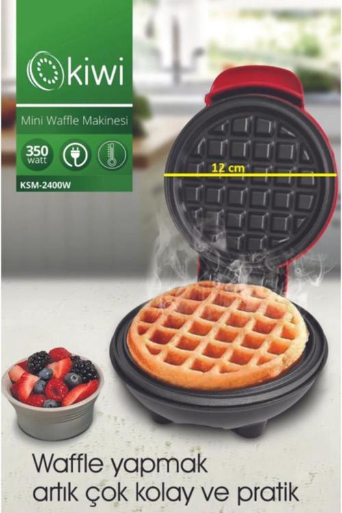 MİNİ Ksm-2400W Yapışmaz Plakalı Waffle Makinesi Kırmızı