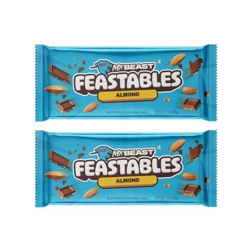 Mr Beast Almond Badem Parçacıklı sütlü Çikolata 60 gr x 2 Adet