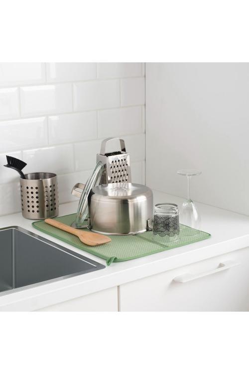 Bulaşık Pedi Uzunluk: 44 Cm İkea Bulaşık Kurutma Örtüsü Bulaşıklık Altı Yeşil Polyester