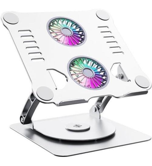 Çift Fanlı Ayarlanabilir Metal Laptop Standı (360 Derece Dönebilen)