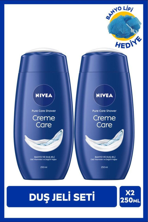 Creme Care Duş Jeli 250ml ve Banyo Lifi Hediyeli, C Vitamini, Nemlendirici, X2 Adet, Avantajlı Paket