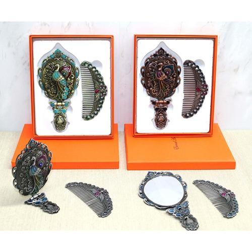 Tavuskuşu Katlanabilir Ayna Ve Tarak Seti Orta Boy