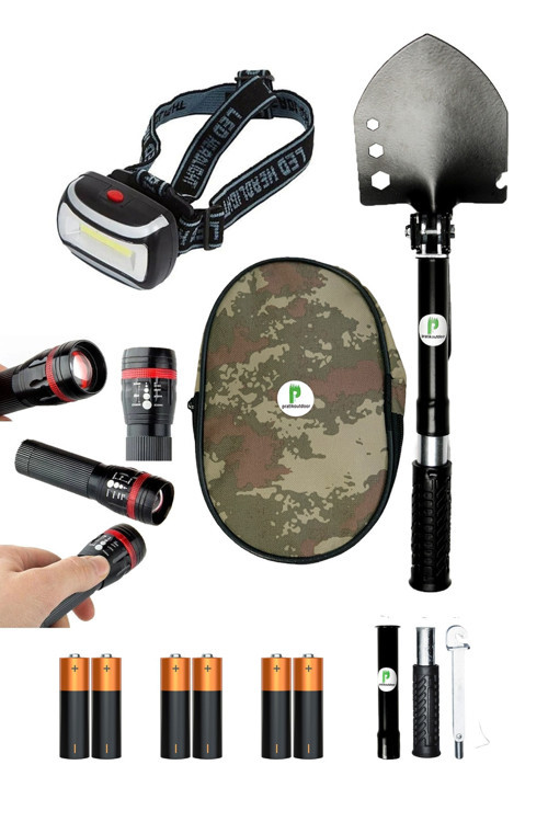 Mini Deprem Çantası, Acil Durum Seti, Araç Kiti, Kürek, Pilli Kaf