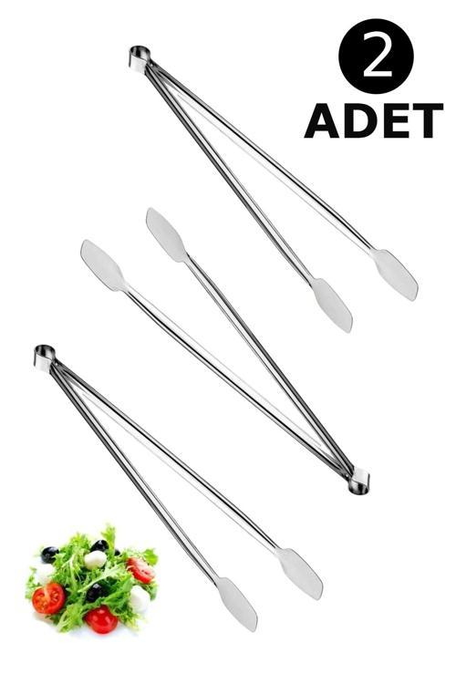 Paslanmaz Çelikten (Krom) Et Mangal Izgara Maşası 34Cm - 2 Adet