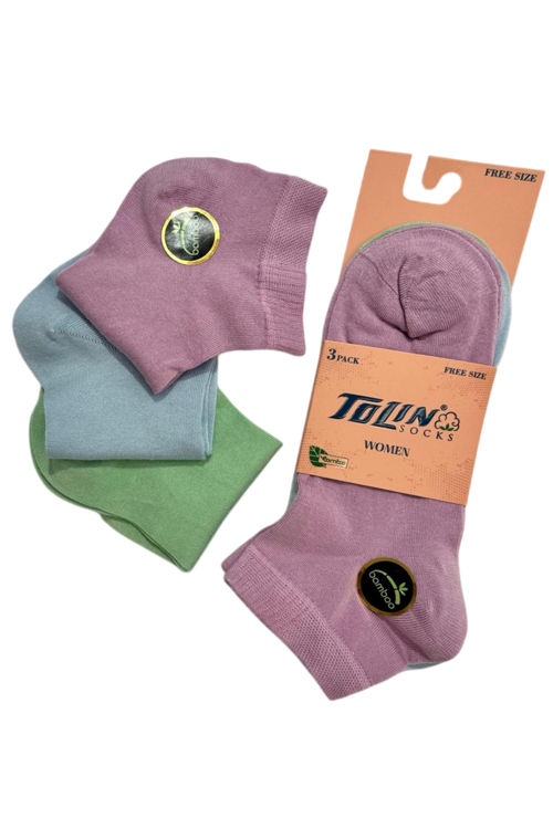 Kadın 3 lü Bambu Patik Çorap Seti 20538