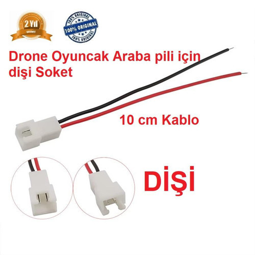 Jst Xh 2.54mm Pitch 2 Pin Beyaz Drone Pili Dişi Soket 10 Cm Kablo