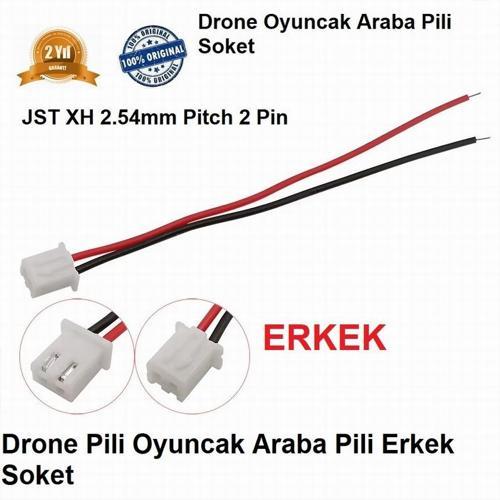 Jst Xh 2.54mm Pitch 2 Pin Beyaz Drone Pili Erkek Soket 10 Cm Kablo