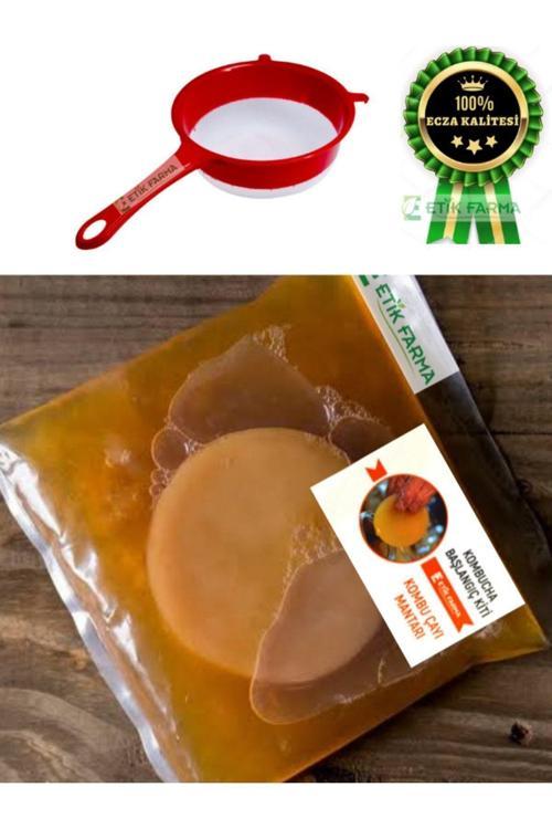 Özel Üretim Organik Kombucha Özel Başlangıç Kiti - Kombu Mantarı - Kombucha Mantarı Çayı - Plastik Süzgeç