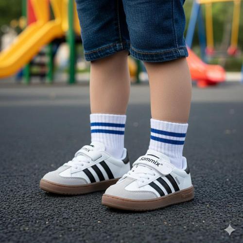 -Sammix Erkek Çocuk Spor Ayakkabısı 28-35 Beyaz-Siyah