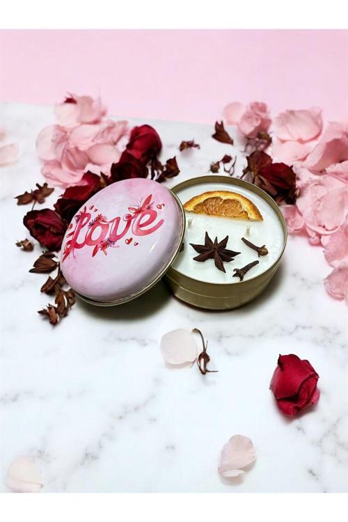 Love Yazılı El Yapımı Soya Mum – Romantik Hediye, Sevgililer Günü, Ev Dekor, Özel Gün , Hediye