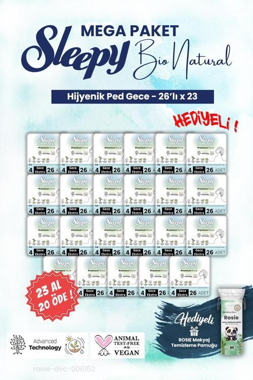 Bio Hijyenik ped 23 AL 20 ÖDE 26'lı Gece Mega Paket ve ROSIE makyaj pamuğu