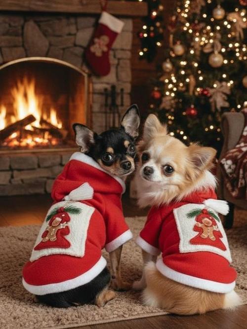 ılbaşı Ağac Premiumı Kırmızı Polar Köpek Kıyafeti  | Kapüşonlu Noel Köpek Sweatshirt | Küçük Irklar İçin