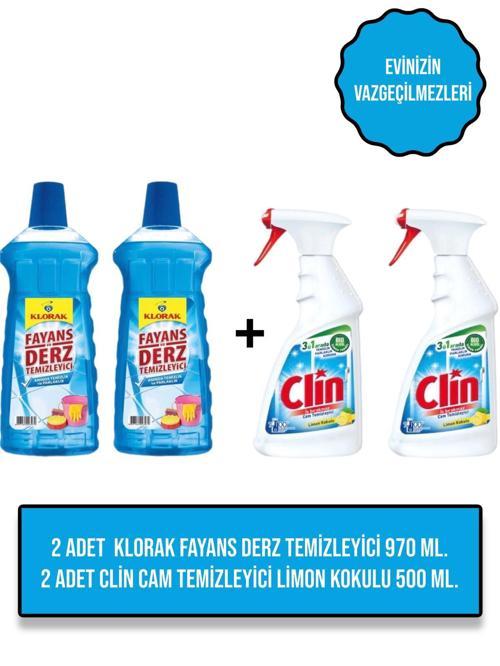 2 Adet Limon Cam Temizleyici 2 Adet Klorak Fayans Derz Temizleyici