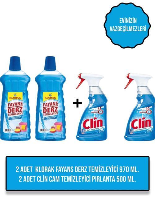 2 Adet  Pırlanta Cam Temizleyici 2 Adet Klorak Fayans Derz Temizleyici