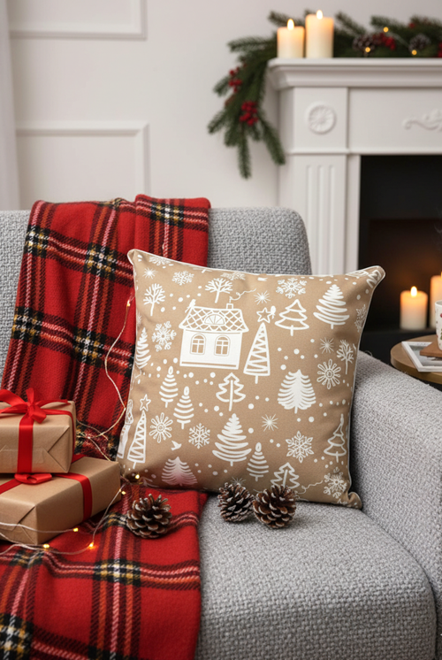 Christmas Home Kırlent Bej 43x43cm