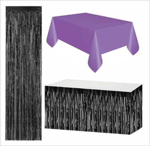 Mor Masa Örtüsü, Siyah Masa Eteği, Siyah Arka Fon