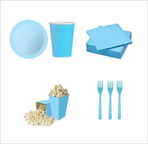 8 Mavi Tabak, 8 Mavi Bardak, 8 Mavi Mısır Kutusu, 10 Çatal, 10 Peçete