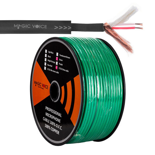 Mikrofon Kablosu Stereo 1.Kalite 100 Metre Yeşil Kablo