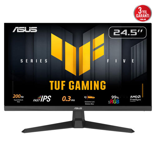 TUF GAMING VG259Q5A 24,5" 0.3ms, 200Hz, Full HD, DP, 2xHDMI, Hoparlör, IPS Panel, ELMB Sync Premium, GAMING Mo
