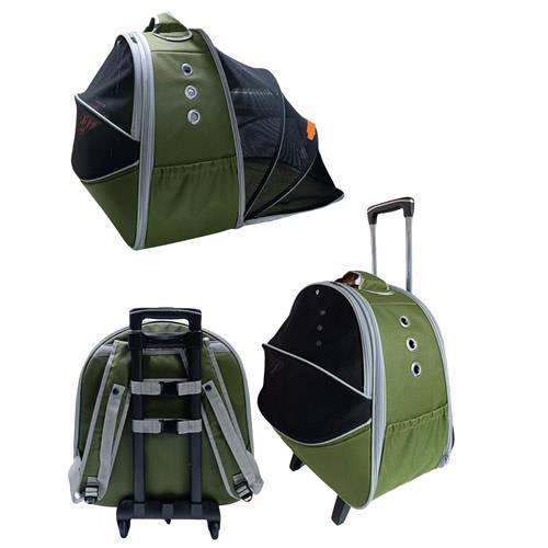 Grand Paris Tekerlekli Genişletilebilen Kedi, Küçük Köpek Taşıma Çantası Yeşil 40-40-50cm