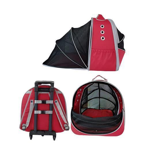 Grand Paris Tekerlekli Genişletilebilen Kedi, Küçük Köpek Taşıma Çantası Kırmızı 40-40-50cm