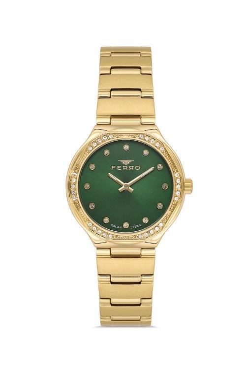 FL40140A-B6 Quartz Çelik Altın Rengi Yeşil Kadran 31 mm Kadın Kol Saati