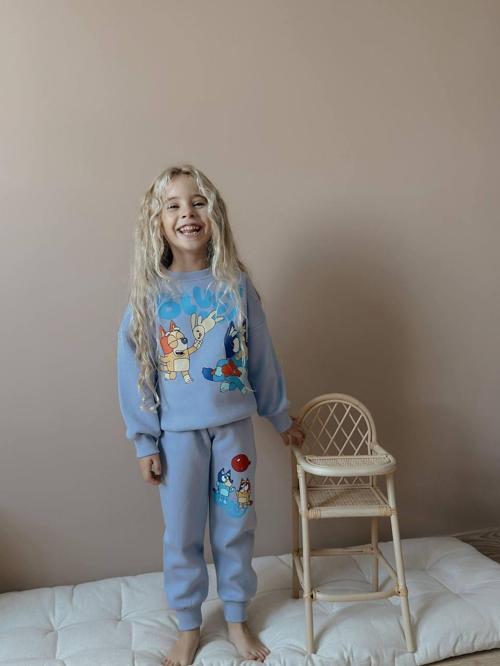 KIZ ÇOCUK BLUEY MODELLİ 3 İPLİK ŞARDONLU EŞOFMAN TAKIMI