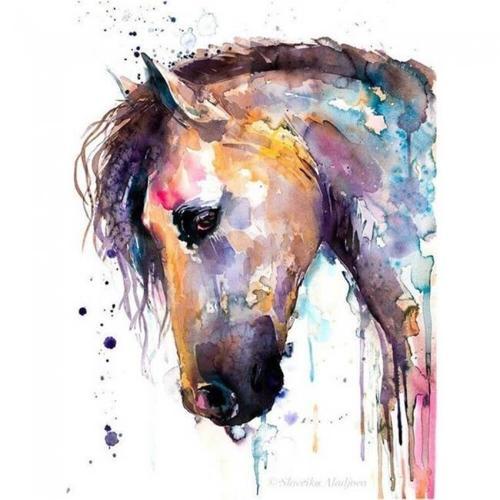 Çerçeveli Renkli At Kanvas Sayılarla Boyama Seti Kasnaklı 40cm x 50 cm