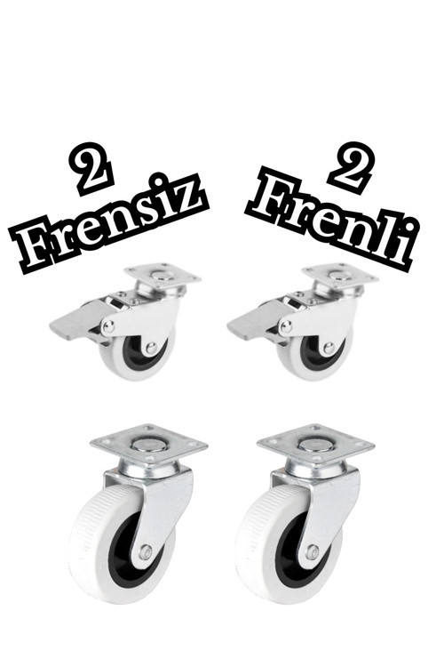 2 Frenli - 2 Frensiz Masa Mobilya Tekeri