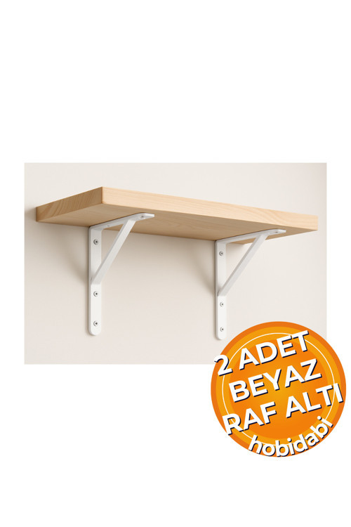 Raf Altı Dekoratif Raf Tutucu Ayak Ferforje Beyaz 11X15 Cm 2 Adet