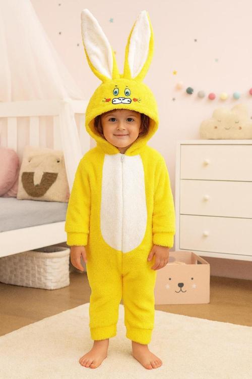Erkek Bebek Çocuk Welsoft Peluş Tavşan Kulaklı Kostüm Kışlık Uyku Tulumu