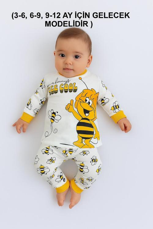 Arı Maya Desenli %100 Pamuklu Penye Çocuk Pijama Takımı