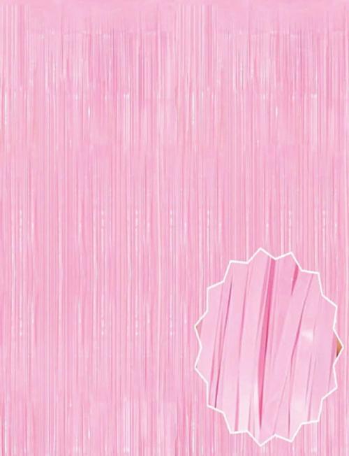 Soft Pembe Püsküllü Kapı Perdesi - Parti, Baby Shower, Cinsiyet Partisi 1x2 M