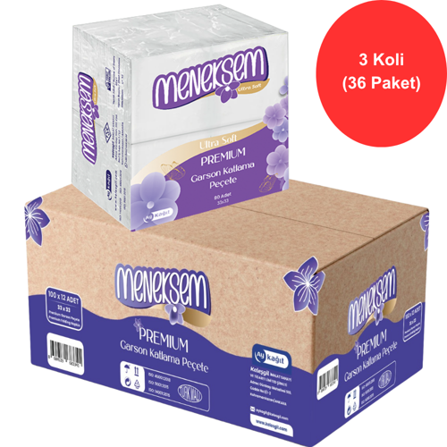 Premium Garson Katlama Peçete 33x33 cm – 80’li x 36 Paket, Toplam 2880 Adet, 2 Katlı