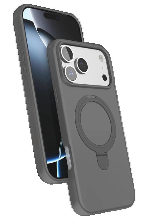 Apple iPhone 17 Pro Max Regal Magsafe Standlı Kapak - Titan Gri-(5796)