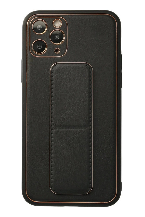 iPhone 11 Pro Kılıf Coco Deri Standlı Kapak - Siyah-(5796)
