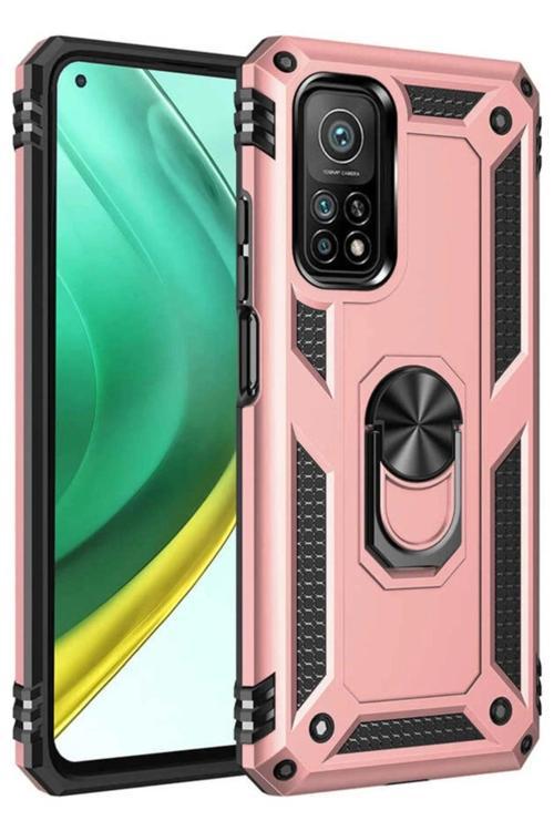 Xiaomi Mi 10T Pro Kılıf Sofya Yüzüklü Silikon Kapak - Rose-(5796)