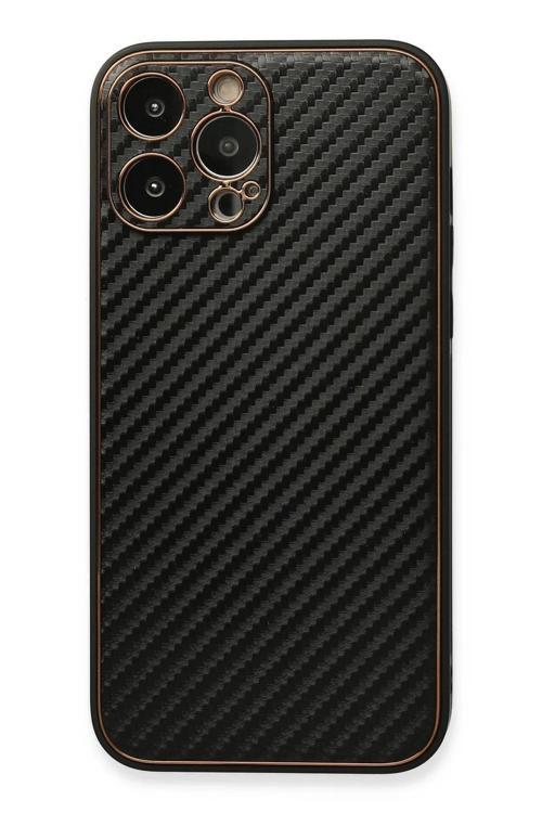 iPhone 13 Pro Kılıf Coco Karbon Silikon - Siyah-(5796)