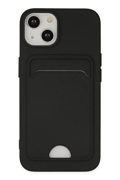 iPhone 14 Plus Kılıf Kelvin Kartvizitli Silikon - Siyah-(5796)