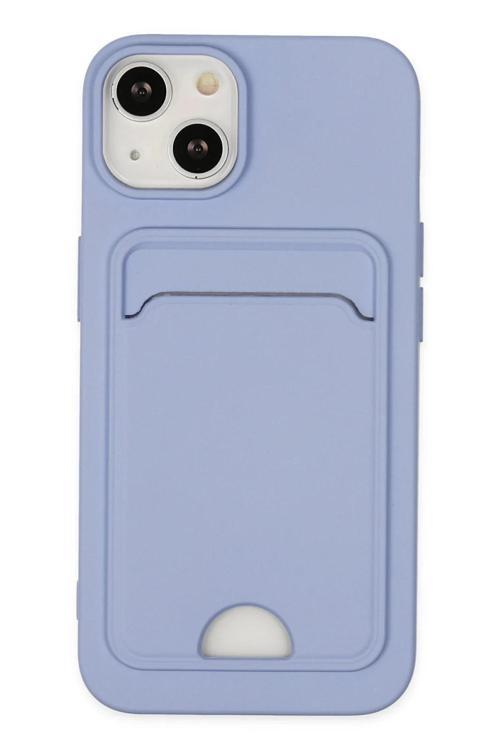 iPhone 14 Plus Kılıf Kelvin Kartvizitli Silikon - Lila-(5796)