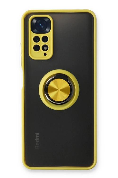 Xiaomi Redmi Note 11 Kılıf Montreal Yüzüklü Silikon Kapak - Sarı-(5796)